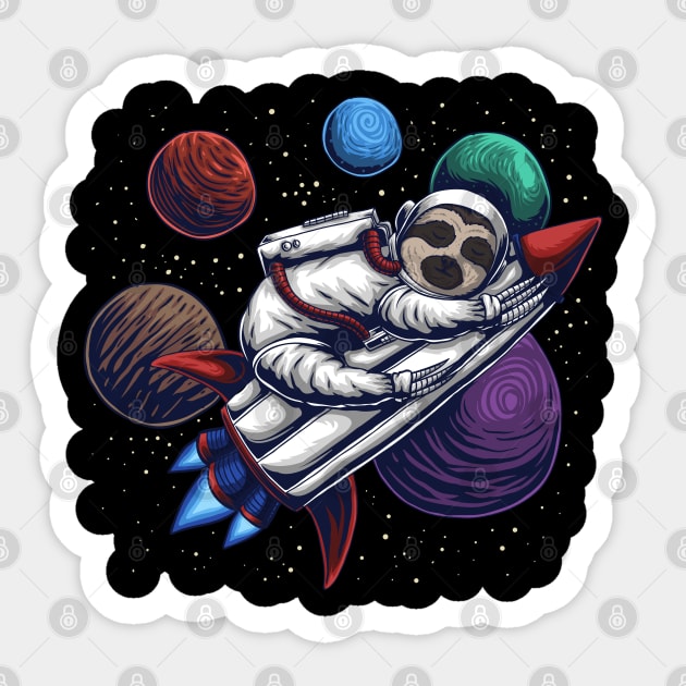 Sloth on Space Rocket Sticker by puffstuff